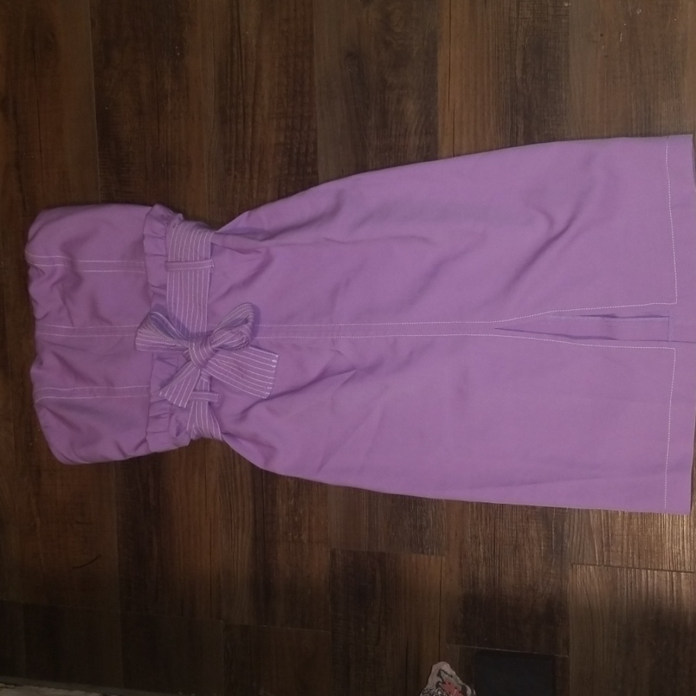 Purple strapless dress